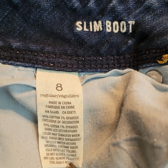 American Eagle Jeans 8 R Slim Boot Low Rise Stretch Medium Dark Wash - Picture 5 of 11